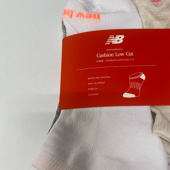 NWT New Balance Performance Low Cut Women Multicolor Socks 6 Pack Shoe Size 4-10 - Picture 2 of 3